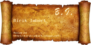 Birik Imbert névjegykártya